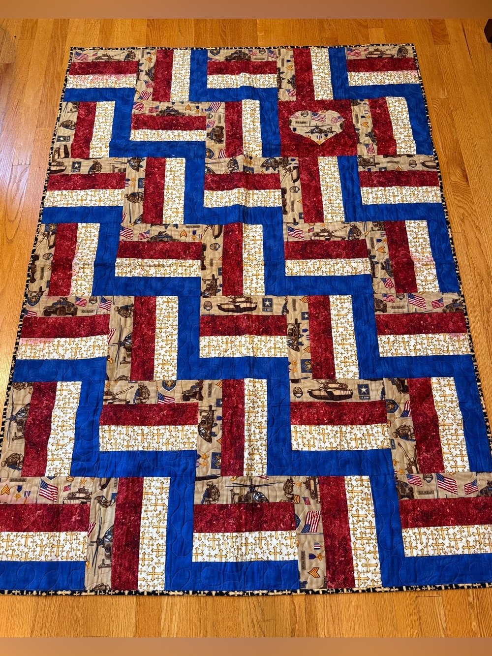 Soldier’s Quilt of Valor, 68”x48” U.S. Army Special Forces Handmade Honor Patch